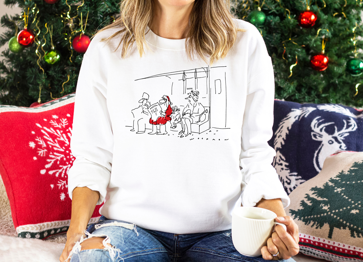 Santa on the subway sweatshirt