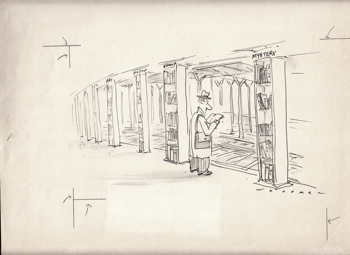 Subway Library Cartoon Archival Print