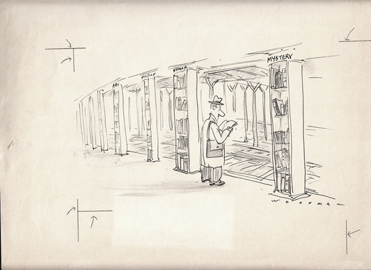 Subway Library Cartoon Archival Print