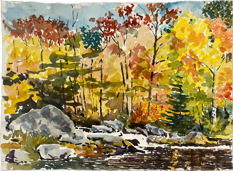 Fall Trees and Stream