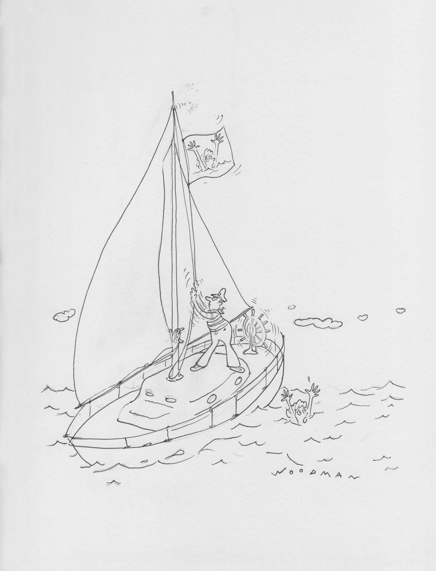 Overboard Cartoon for The New Yorker Magazine Archival Print